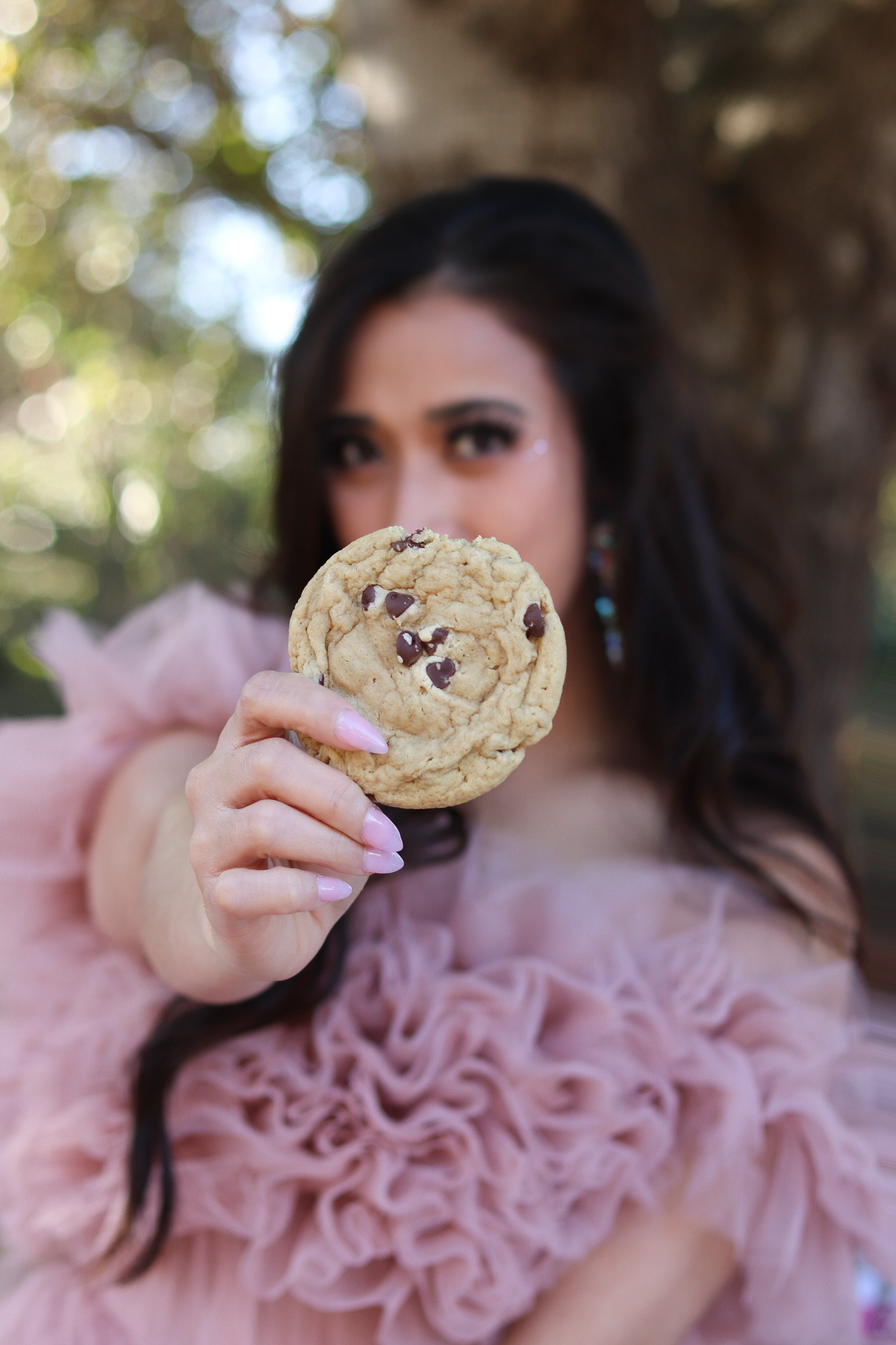 Artisanal small-batch cookie from Cookie Tabs, showcasing the dainty luxe packaging and scalloped branding perfect for gourmet gifting.